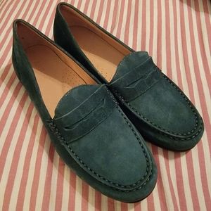 Green Suede Penny Loafers 8
